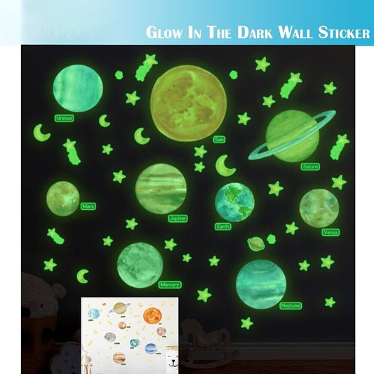 Glow In The Dark Galaxy Planets Wall Decal Sticker Ceiling Home Room Decor