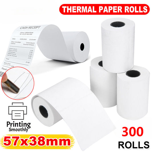 300 Rolls 57x38mm Thermal Paper For EFTPOS Cash Register Receipt Paper Rolls Kit