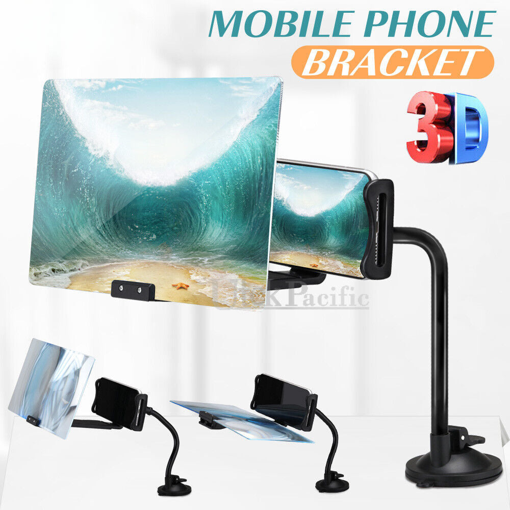 NEW 3D Mobile Phone Screen Magnifier 12" HD Video Amplifier for Smartphone Stand