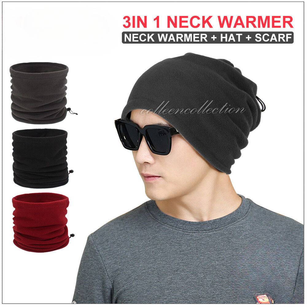 Men Women Winter Fleece Scarf Neck Tube Warmer Face Mask Balaclava Beanie Snood