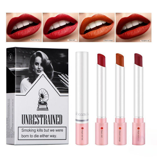 4 PCS Lana Del Rey Lipstick Glossy Tube Lipstick Waterproof Lip Tint Stain Set Women