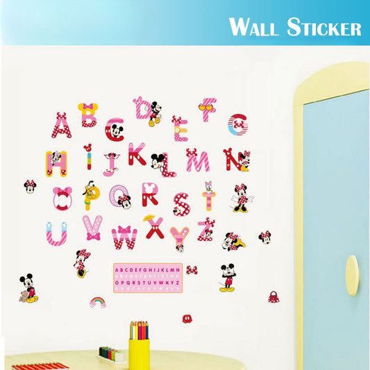 Mickey A-Z Colorful letters Alphabet Kids Wall Stickers Removable Art DIY Decal