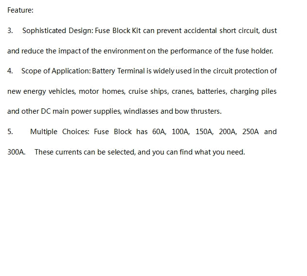 Fuse Block Kit 30A-300A Battery Terminal for RV Cruise Ship Crane (300A)