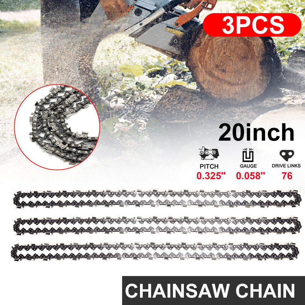 3 x 20inch Bar Chainsaw Chain Saw 325 Pitch 76 Link 058 For Baumr-Ag SX62 SX66