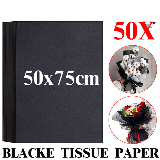 50 Sheets 21GSM Black Tissue Wrapping Paper Acid Free Ream