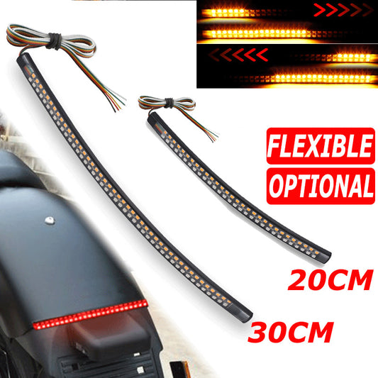 2x Flexible LED Motorcycle Light Strip Rear Tail Brake Stop Flowing Turn Signal