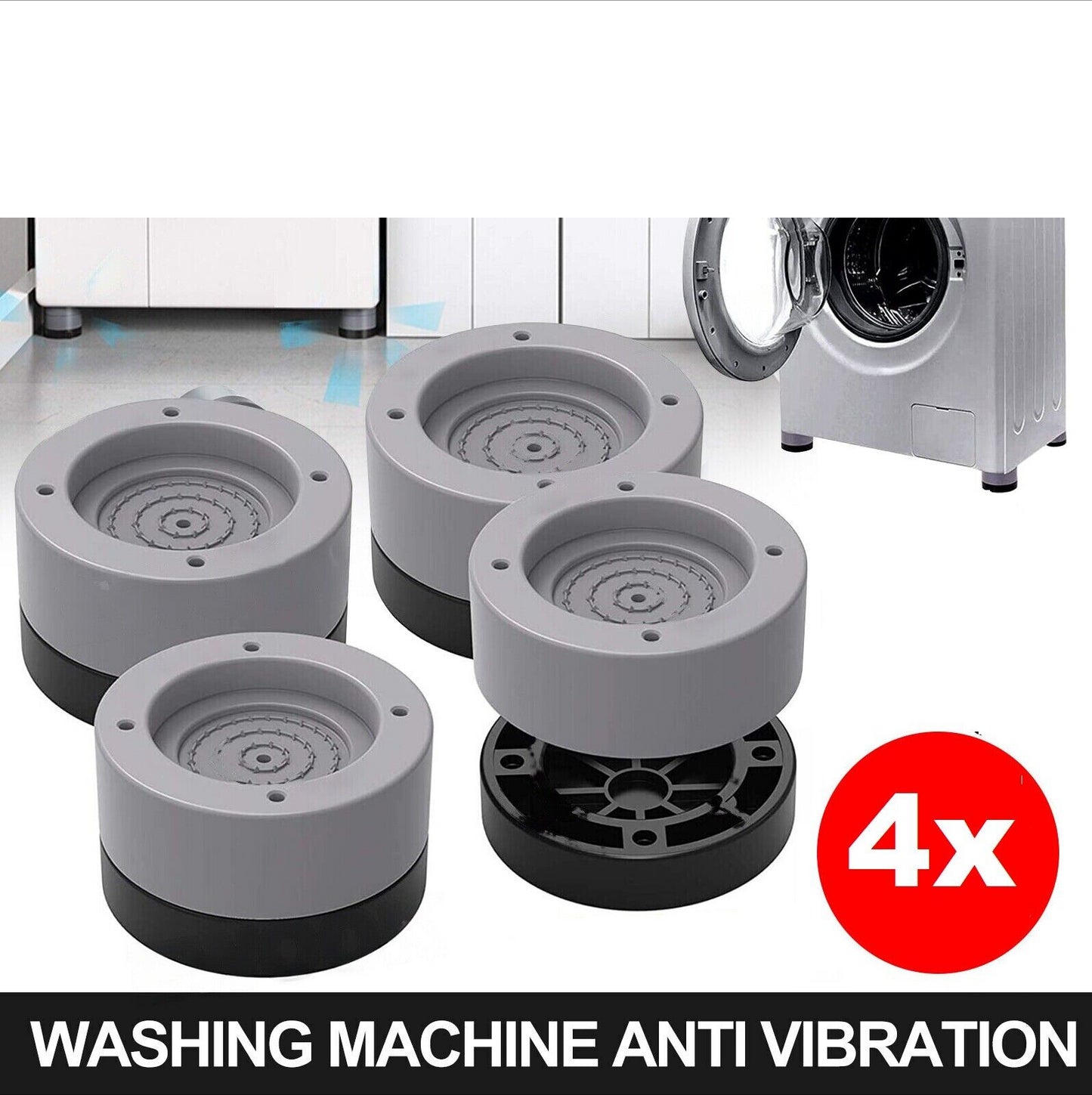 4x Washing Machine Shock and Noise Cancelling Anti Slip Anti Vibration Support