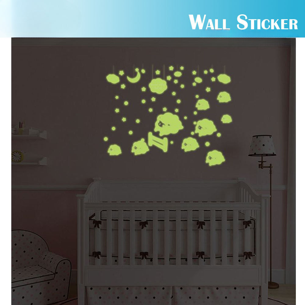 Glow In The Dark Sheep Stars Removable Decal Wall Stickers Living Room Bedroom