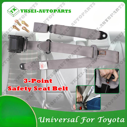 Universal 3-Points Safety Seat Belt Seatbelt Strap Retractor Grey Suit to Toyota