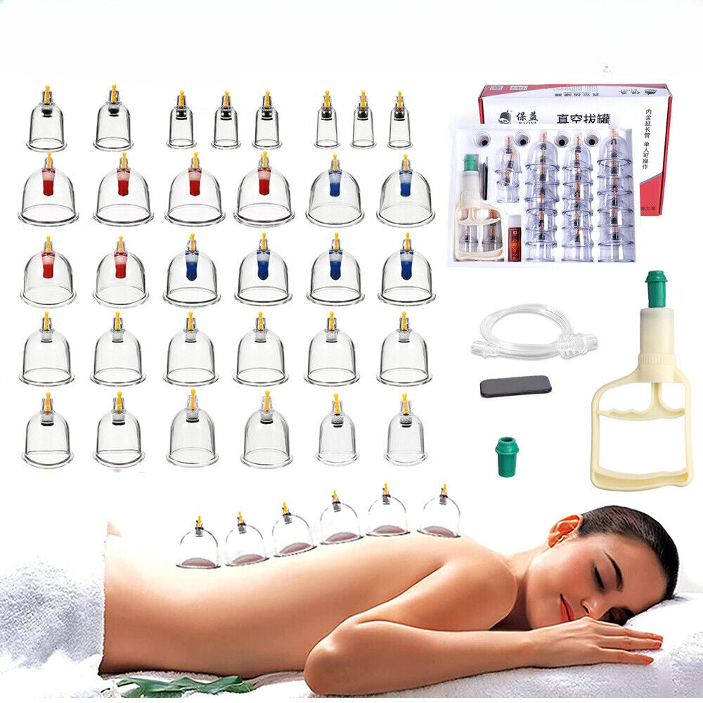 32 Cups Set Vacuum Cupping Suction Massager Kit Massage Acupuncture Pain Relief