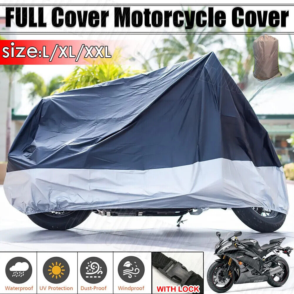 Waterproof Outdoor Motorcycle Motorbike Cruiser Scooter Motor Bike Cover Storage