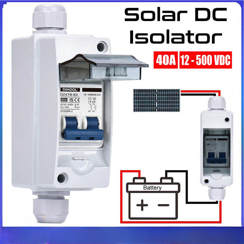 PV Disconnect Box DC12-240V, 40A Circuit Breaker Solar System Isolator Switch