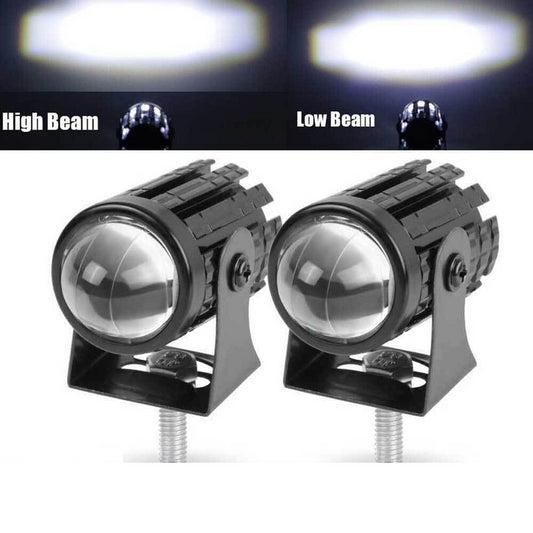 2x Mini LED Motorcycle Headlight Spot Light Hi-Lo Fog Driving White ATV SUV UTE