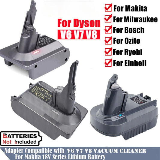 For Makita Milwaukee Bosch Ryobi Ozito Dewalt to Dyson V6 V7 V8 Battery Adapter