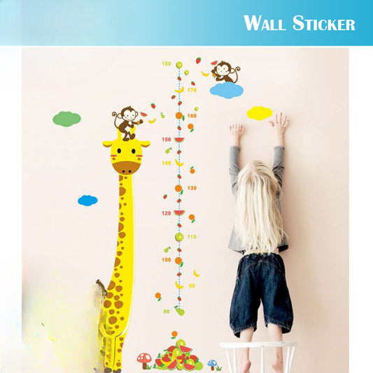 Wall Stickers Removable Giraffe Monkey Height Kids Nursery Decal Growth Chart