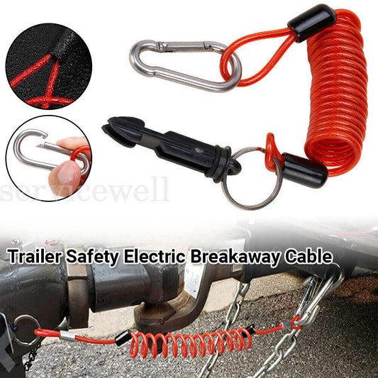 Trailer Safety Electric Breakaway Cable Brake Away Switch For Caravan Camper Car