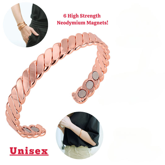 Magnetic Bracelet Pure Copper Twisted - Neodymium 6×2500 Gauss - Magnet Therapy