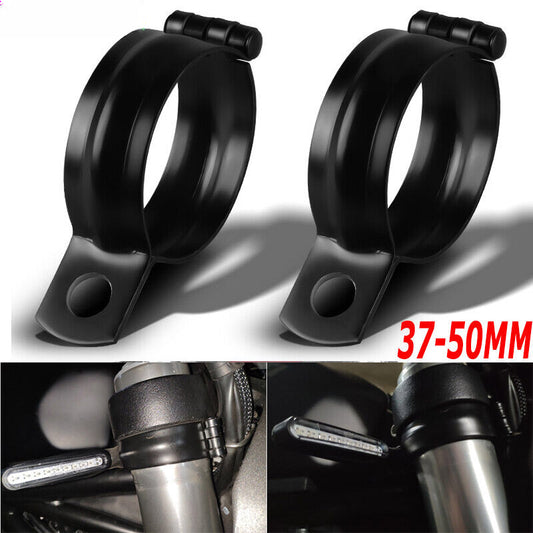 2X Motorcycle Turn Signal Light Bracket Indicator for 37-50mm Fork Holder M10