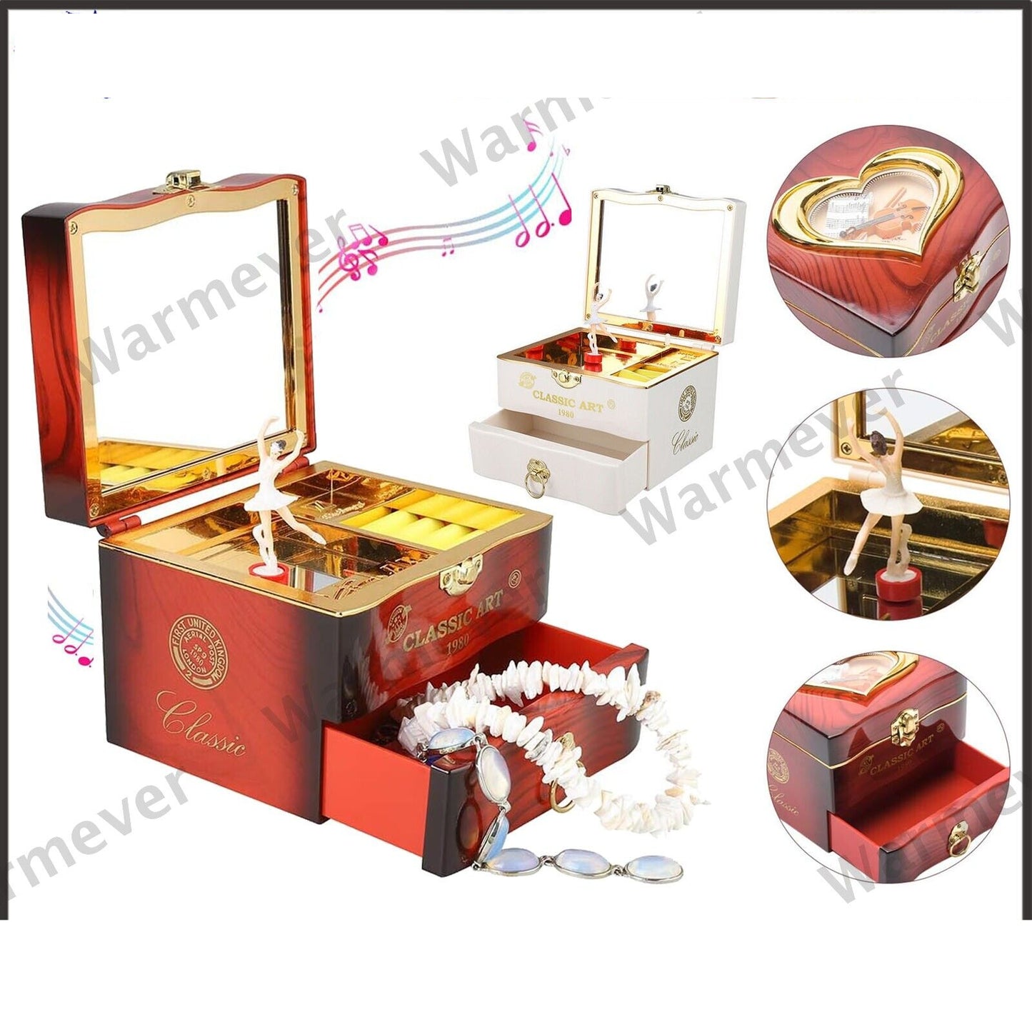 Musical Jewellery Box Rotating Ballerina Dancer Music Box Storage Organizer Gift