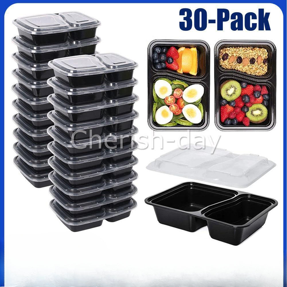 30PCS Meal Prep Food Containers Microwave Safe Lunch Storage Boxes+LIDS 1000ML