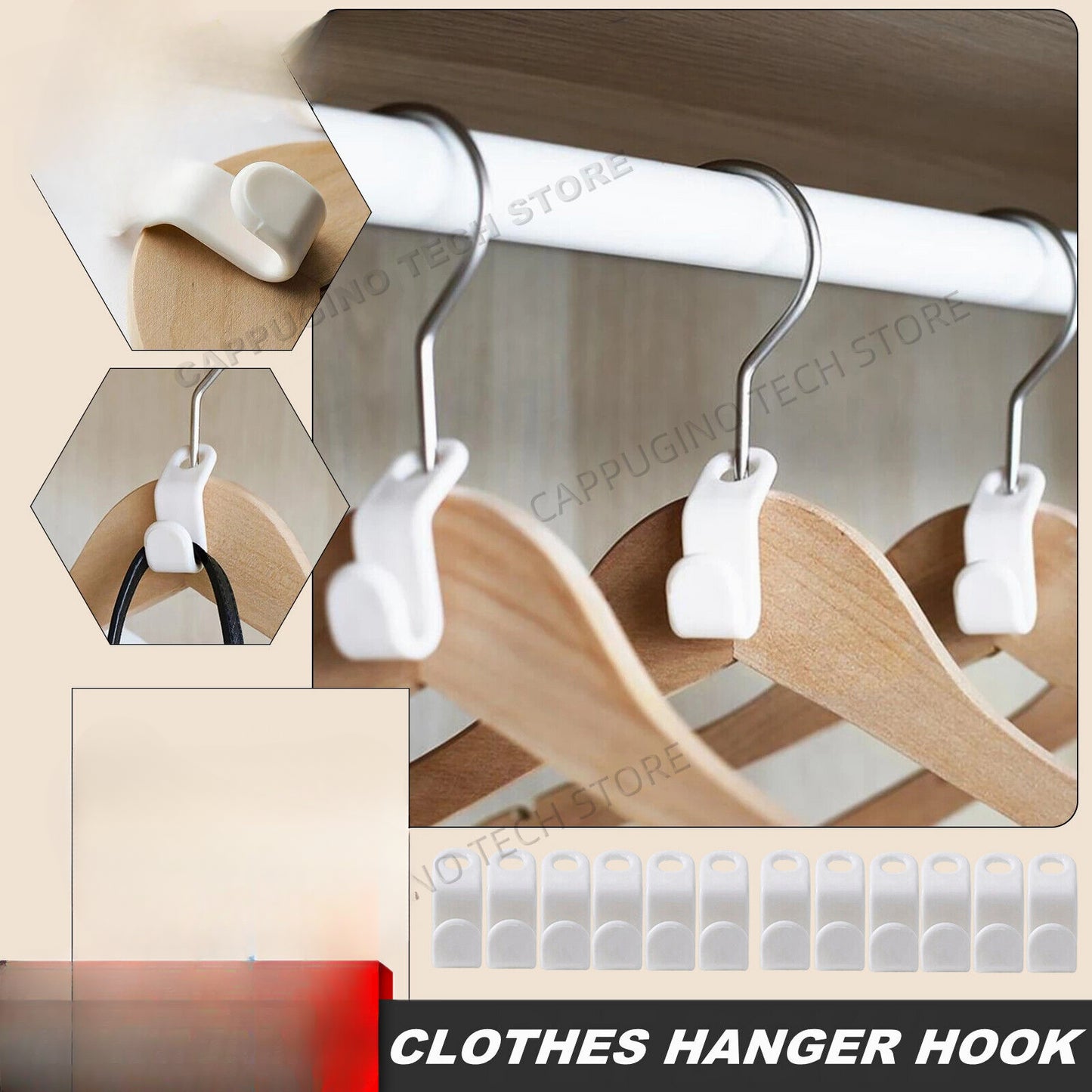 50pcs Space Saving Clothes Hanger Connector Hooks Cascading Clothing Organizer