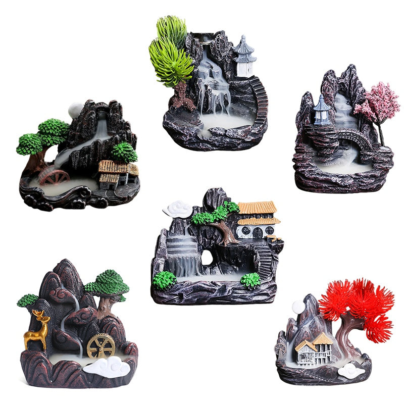 High Mountain Flowing Waterfall Backflow Incense Burner Home Fragrance1166