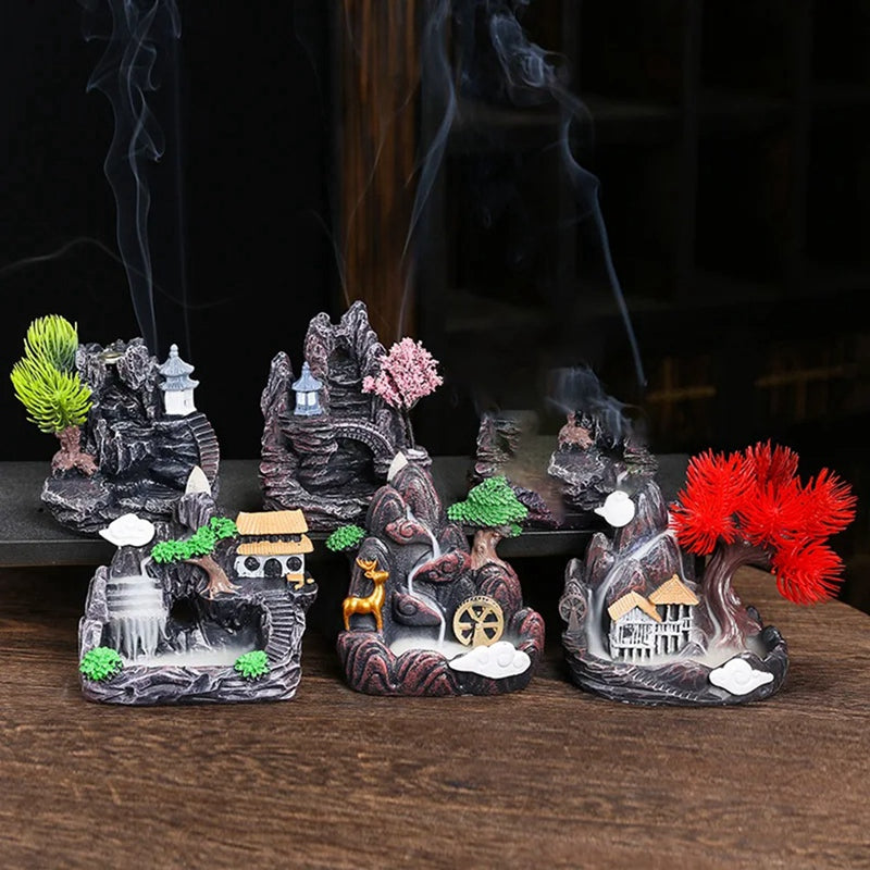 High Mountain Flowing Waterfall Backflow Incense Burner Home Fragrance1166