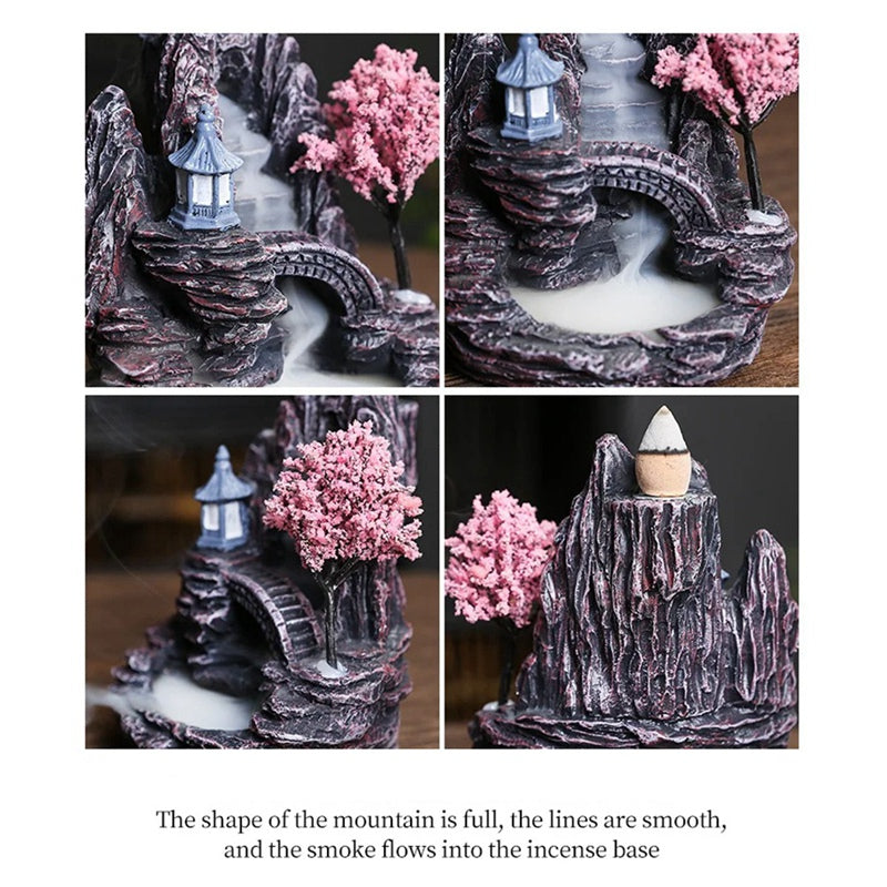 High Mountain Flowing Waterfall Backflow Incense Burner Home Fragrance1166