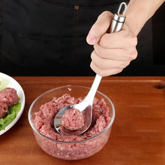 Non-Stick Meatball Maker Spoon Meat Baller with Elliptical Leakage Hole Stainless Steel Meat Ball Mold Kitchen Gadget Meat Tools