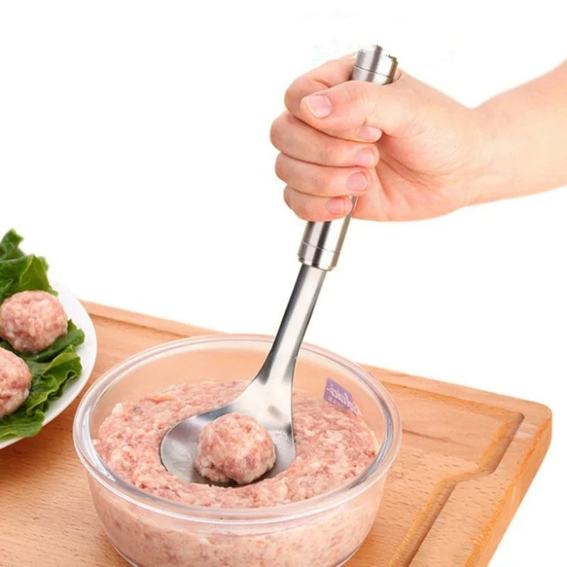 Non-Stick Meatball Maker Spoon Meat Baller with Elliptical Leakage Hole Stainless Steel Meat Ball Mold Kitchen Gadget Meat Tools