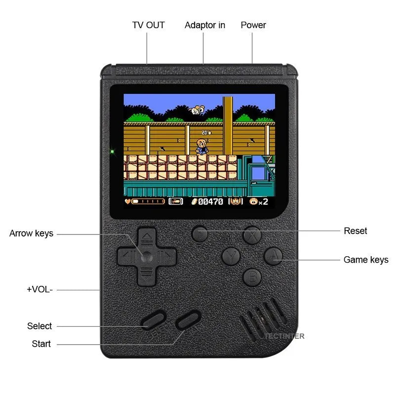 Retro Portable Mini Handheld Video Game Console 8-Bit 3.0 Inch Color LCD Kids Color Game Player Built-in 500 games