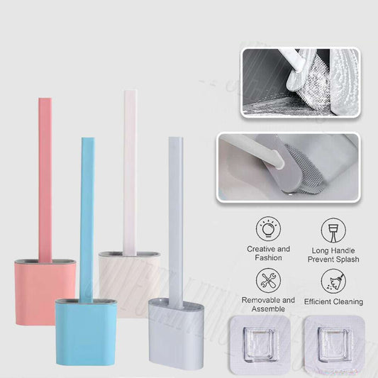 Bathroom Silicone Bristles Toilet Brush Cleaning Brush Set Creative with Holder