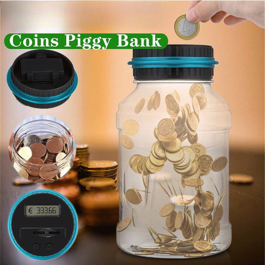 Coin Counting Money Jar Digital LCD Display OZ Coins Piggy Bank Box