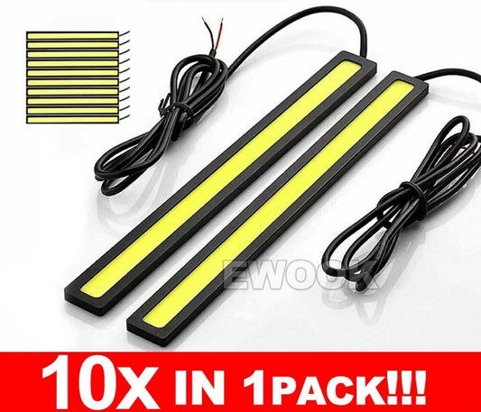 10X 12V Waterproof White DRL LED Strip Lights Bars Camping Caravan Boat Car COB