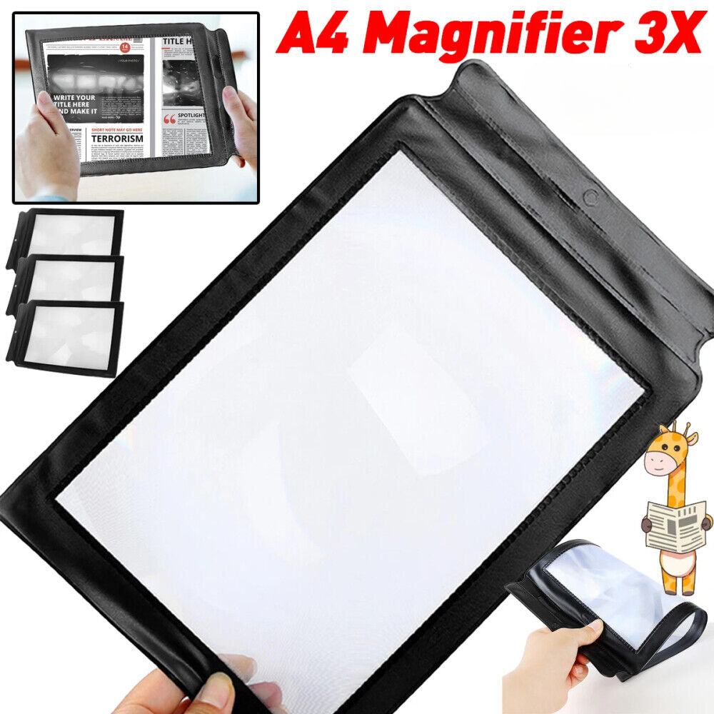 3PCS Full Page Magnifier A4 Sheet 3X Big Large Magnifying Reading Book Aid Lens