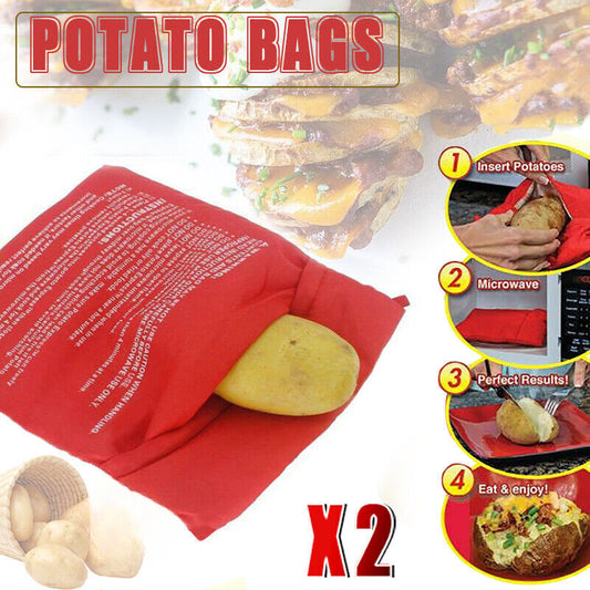 2x Microwave Baked Potato Corn Cooking Bag Reusable Washable Corn Cooker Express