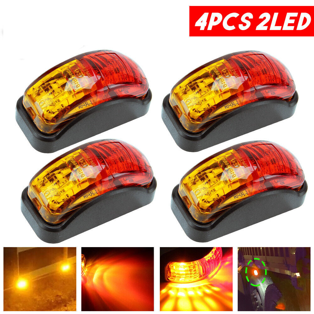 4pcs Led Clearance Trailer Lights Multi Volt Side Marker Lamp Amber Red Truck Caravan