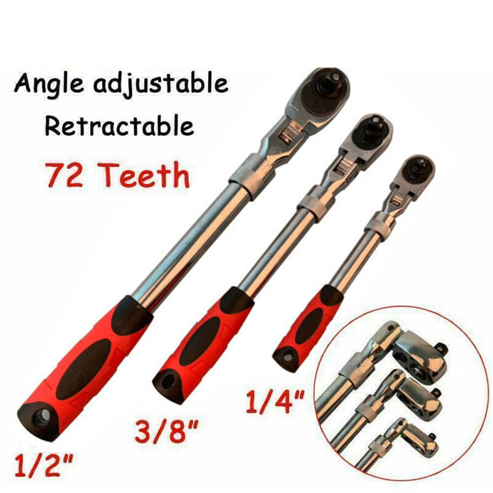 1/4" 3/8'' 1/2'' Flex Head Socket Ratchet Wrench Extendable Ratchet Auto Repair