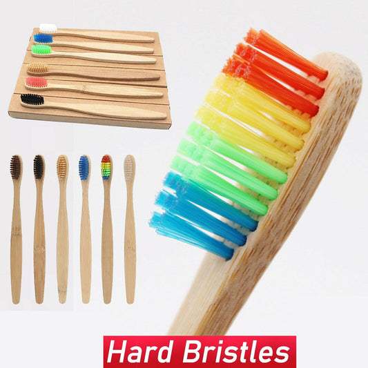 4x Bamboo Toothbrush Oral Care Environmental Teeth Brushes Hard Bristles With Box