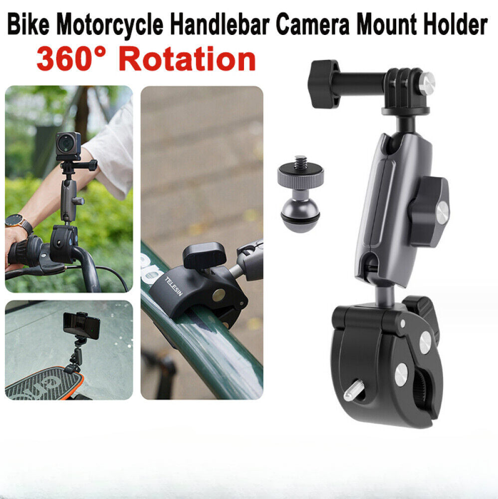 360° Camera Bike Mount Motorcycle Handlebar Clamp Holder for GoPro Insta360 DJI