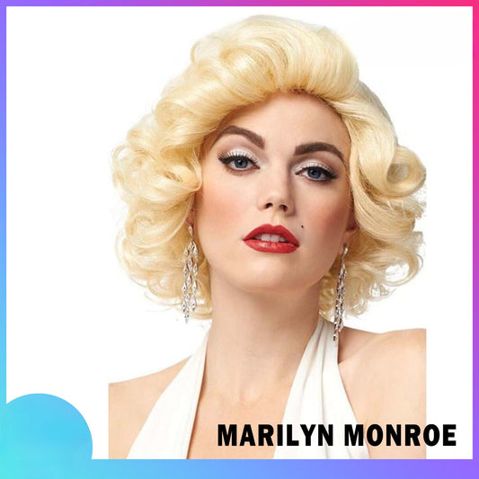 Marilyn Monroe Wig Blonde Curly Short Wavy Hollywood Party Cosplay Wigs Women's