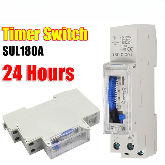 New 24 Hours Mechanical Programmable Din Rail Timer Switch Relay 220V AC 16A