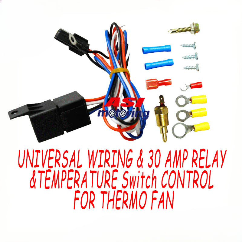 Thermo Radiator Fan Sensor Temp Controller Switch 12V Wiring Relay Kit