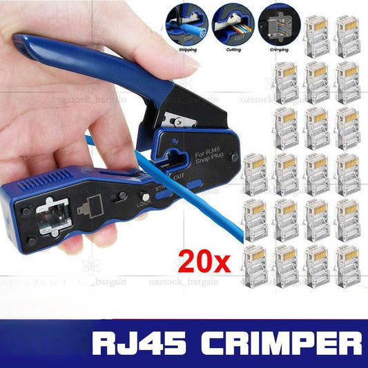 RJ45 Crimper EZ Cat 5e 6 7 HD Pass Through Network Connector Tool Crimping Plier