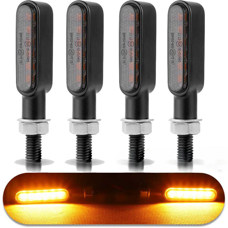 4x Universal Amber Mini 6 LED Motorcycle Indicators Turn Signal Blinkers Lights