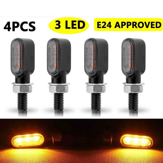 4x Universal Amber Motorcycle Indicators Mini LED Turn Signal Blinkers Light 12V