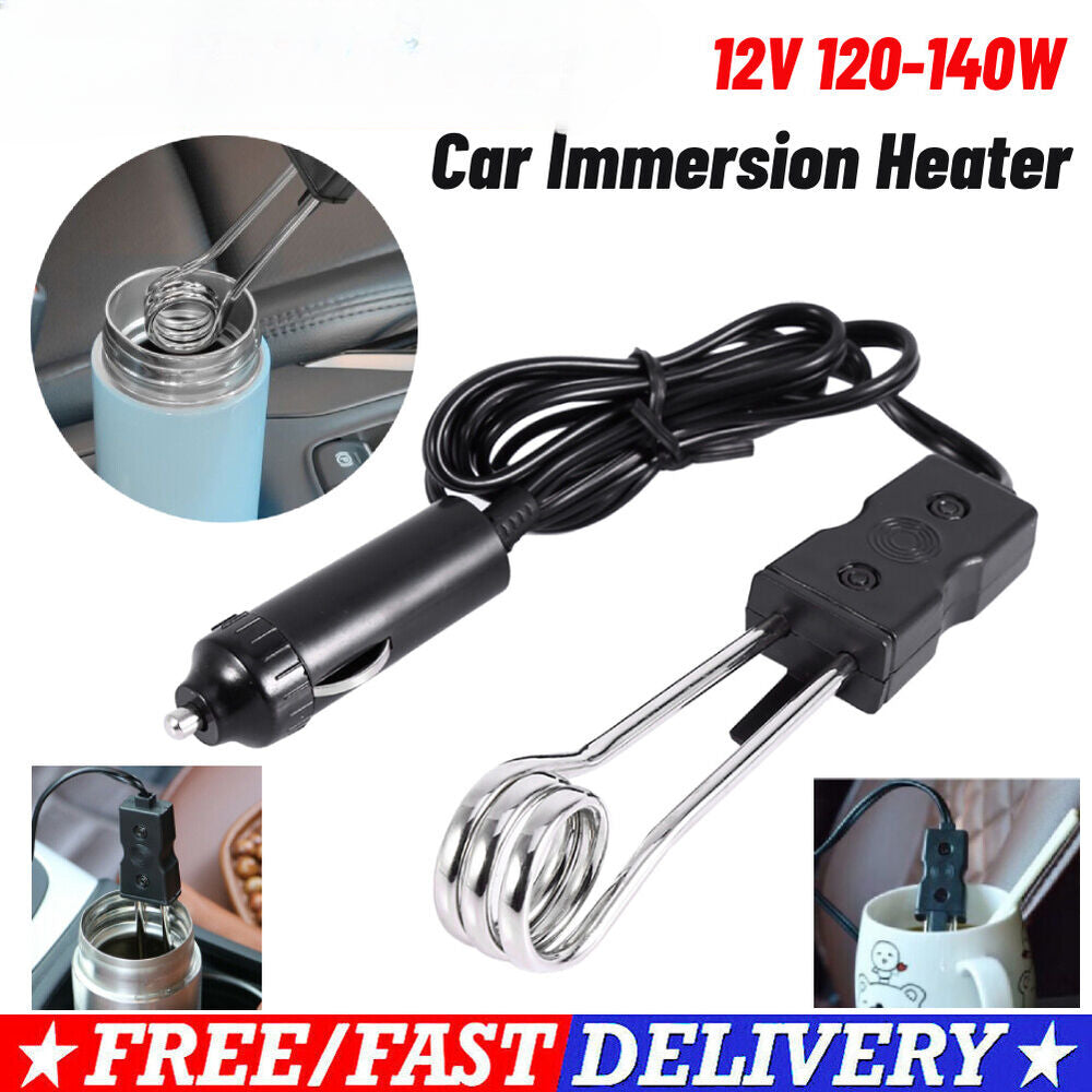 Portable 12V Car Immersion Heater Auto Electric Tea Coffee Water Heater Camping