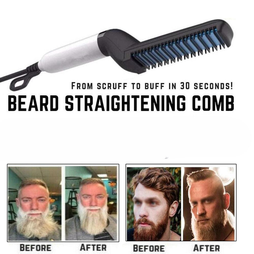 Quick Beard Straightener Hair Styler Multifunctional Comb Curler Show Cap Men