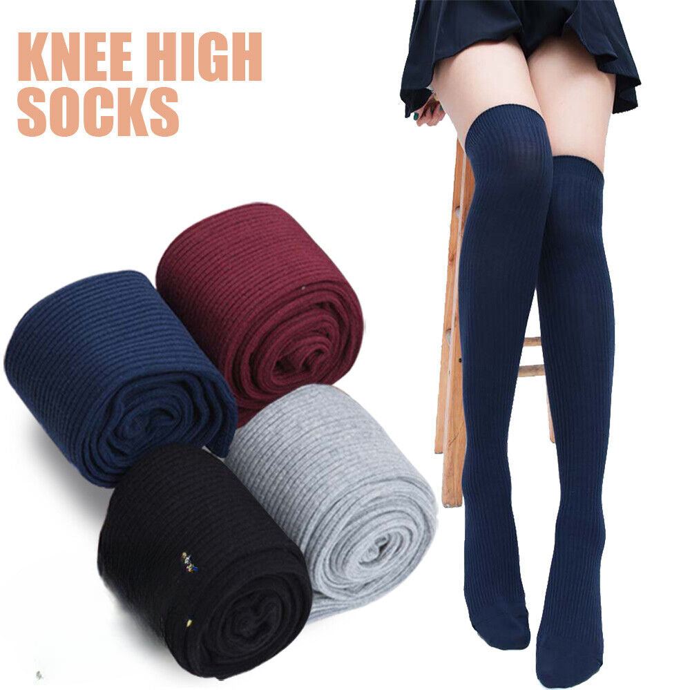 Women Knit Leggings Fashion Long Stockings Knee Thigh Socks Girl Cotton Over