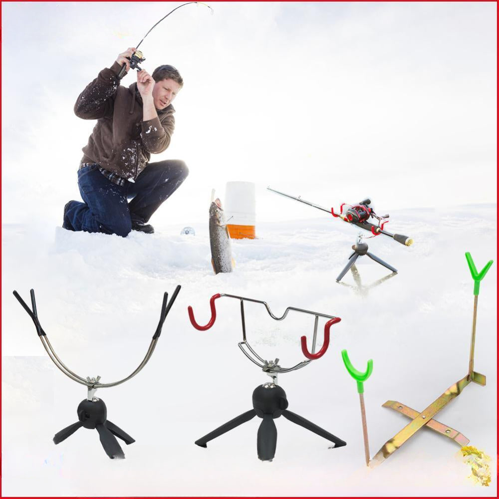 Portable Ice Fishing Rod Holder Adjustable Angle Double-Head Fish Pole Holder